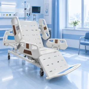 تخت سه موتور برقی با قابلیت صندلی شو و تنظیم ارتفاع بد ساید پروانه ایی
